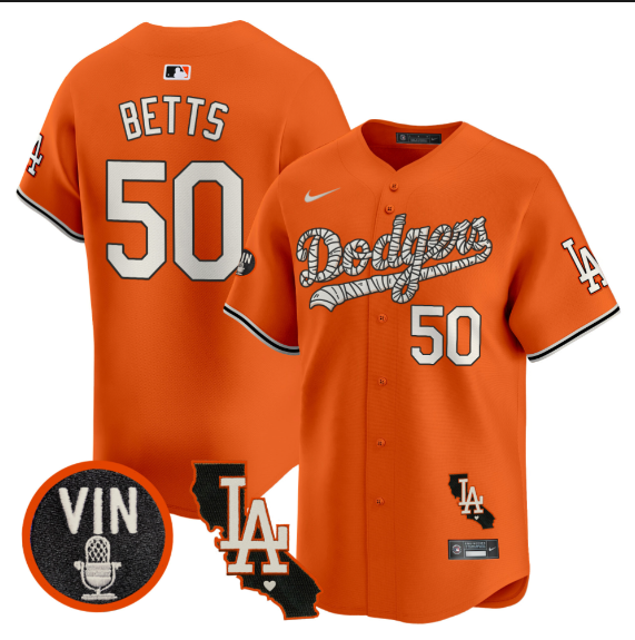 Men Los Angeles Dodgers #50 Betts 2025 orange Limited Stitched Jersey->los angeles dodgers->MLB Jersey